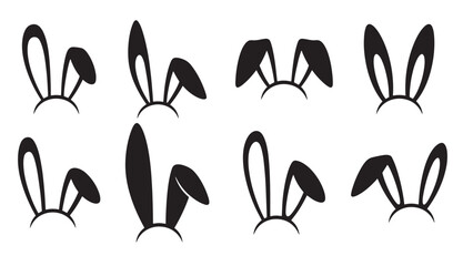 easter bunny ear headbands silhouette set on white