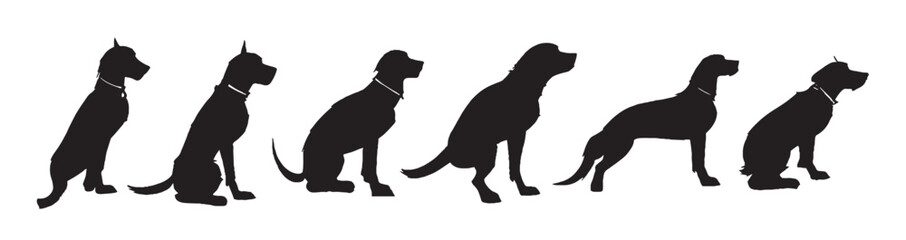 dog silhouette set in white background