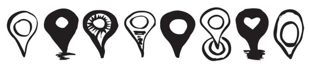 Cartographic Sketches Vector Doodle Hand Drawn GPS 