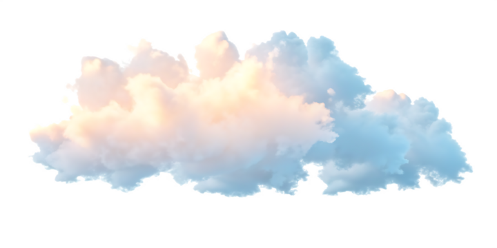 Pastel sunset clouds on background isolated on a transparent background pink