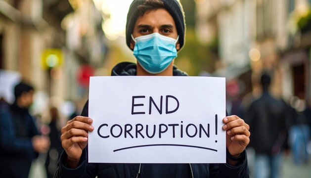 Protester Holding 'End Corruption' Sign