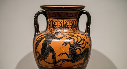 Ancient Greek Amphora Depicting Heracles Battling the Hydra with