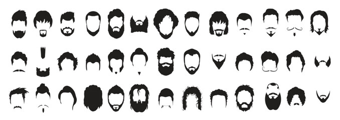 Collection of Mens Hairstyles and Beards vector illustration