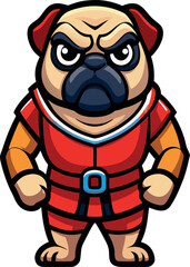 Obraz premium Fierce Pug Warrior Ready for Battle with Determined Expression
