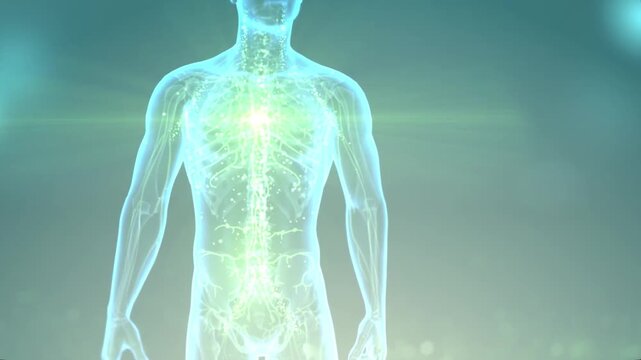 Human organs, blood, and bones are restored to health. Plant essences or herbs enter the body, blood circulation is restored, and health and vitality are restored. 3D animation.