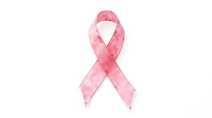 Pink Breast Cancer Awareness Ribbon on White Background with Soft Texture