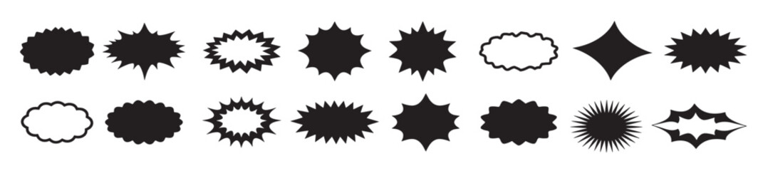  collection of various silhouetted speech bubbles and comic vector illustration