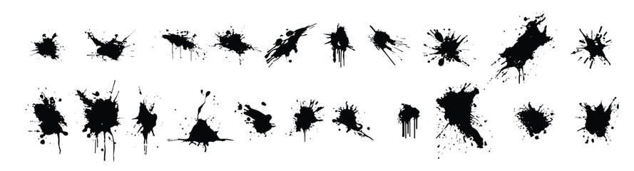 Set of black paint, ink brush strokes, brushes, lines, grungy. Abstract dirty artistic design elements, boxes, frames. Vector illustration