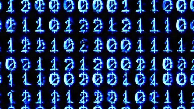 Coding Screen on Black Background - IT binary code appearing on screen - Matrix Effect of Programmer - Technology Concept of Programming, Hacking, Cracking, Cyber, Data, Computer, Piracy