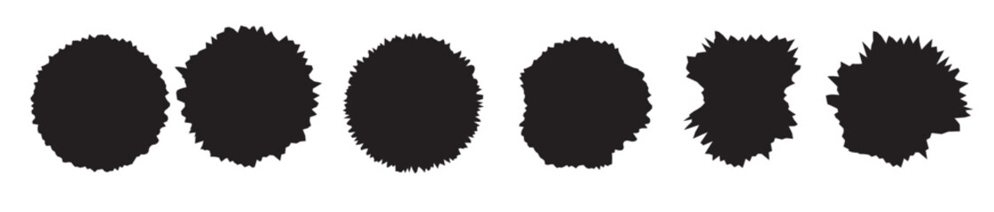 set of round stickers with torn edges black hole with sharp