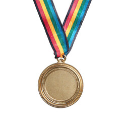 Gold medal with colorful ribbon (1)