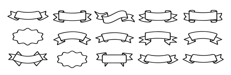 Ribbon frame hand drawn line art graceful frame illustration