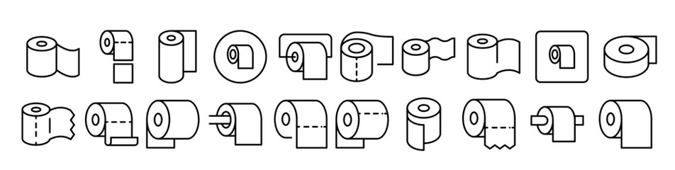 Toilet Paper Thin Icons Collection. vector