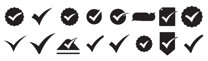  simple bold checkmark icon symbol pack with silhouettes