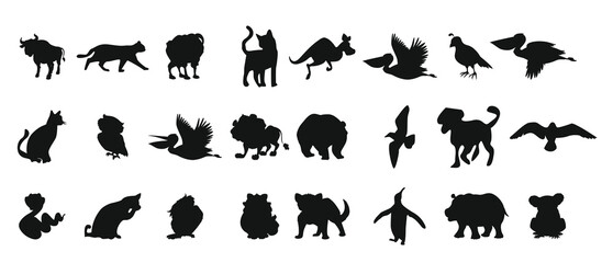 vector collection of silhouettes of zoo animals