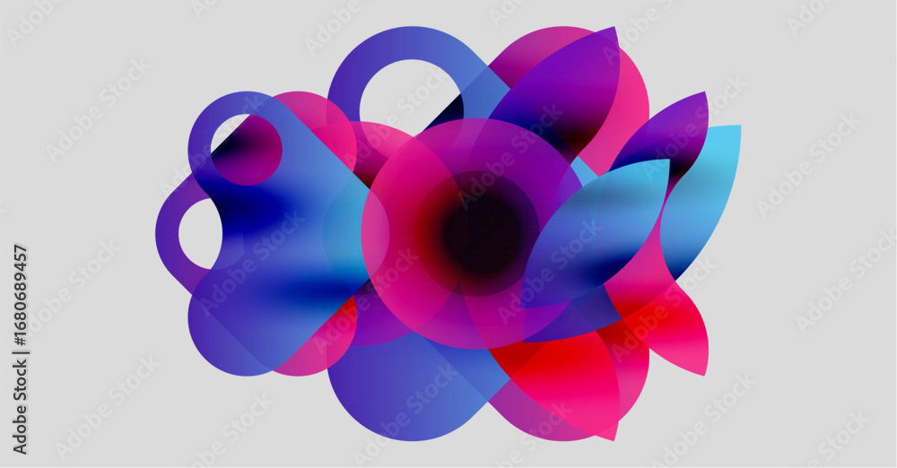 Aufkleber abstract colorful shapes overlap, creating vibrant visual effect. soft gradients blend blues, purple