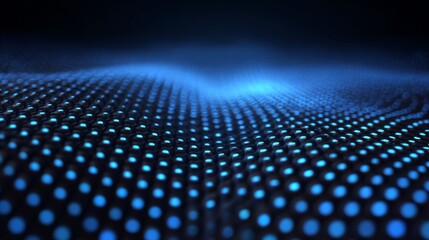 Digital Wave Pattern in Blue: A mesmerizing digital art piece showcasing a wave-like pattern formed by glowing blue dots, exuding a sense of depth and dynamic movement.