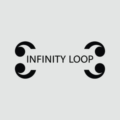 Infinity loop symbol with circular design elements on a plain background