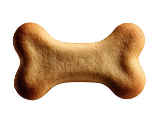 Fototapeta premium Close-up of a bone-shaped dog biscuit isolated on black background with detailed texture