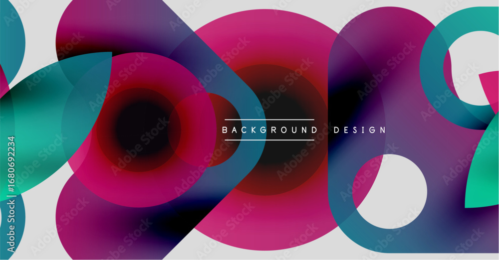 Poster abstract colorful overlapping circles create dynamic visual effect. modern design elements suggest c