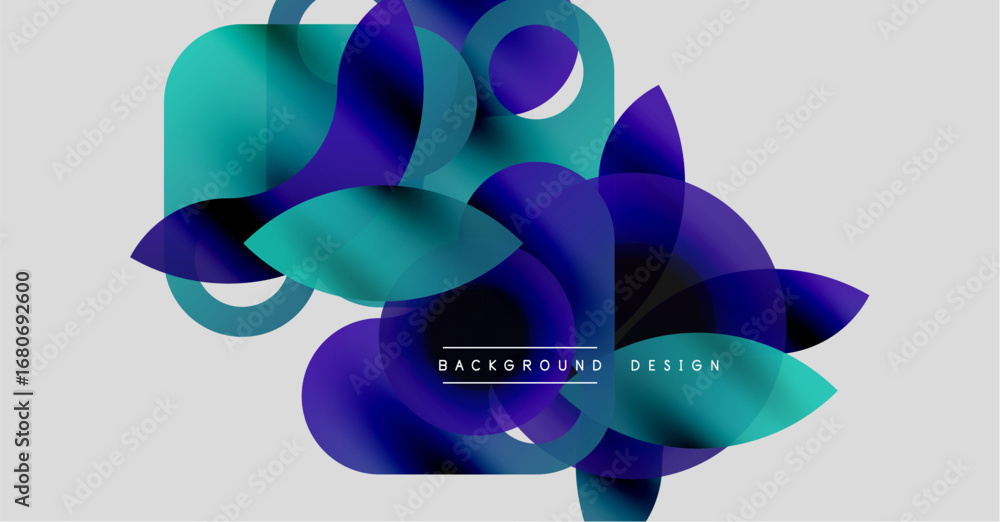 Poster abstract fluid shapes overlap, creating vibrant color gradients. modern design elements suggest dyna