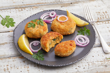 Potato patties with broccoli