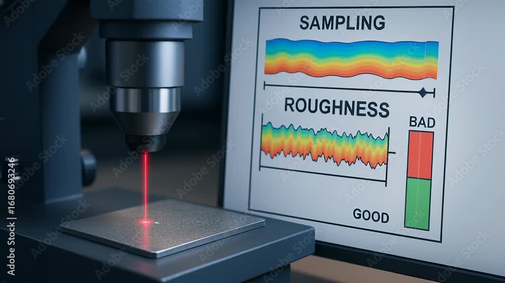 Poster laser surface test result comparison for industrial quality control with precise surface roughness m
