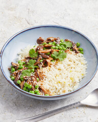 Potato rice pan with shiitake mushrooms