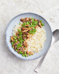 Potato rice pan with shiitake mushrooms