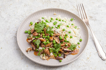 Potato rice pan with shiitake mushrooms