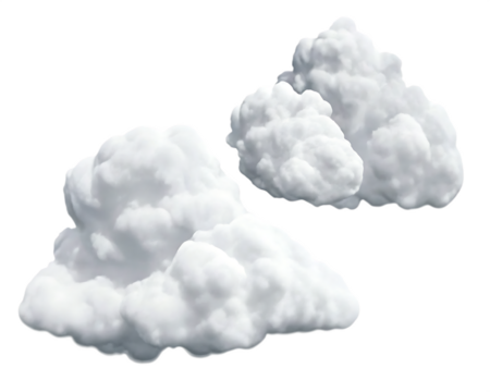 Two fluffy white cumulus clouds isolated on a transparent background weather