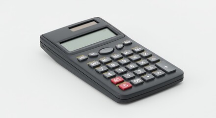 Black Digital Calculator on White Background for Business, Education & Finance. Math & Accounting Tool.
