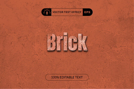 Brick text effect for construction with cement style