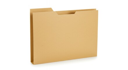 Classic brown manila file folder for office documents and organization, isolated on white background