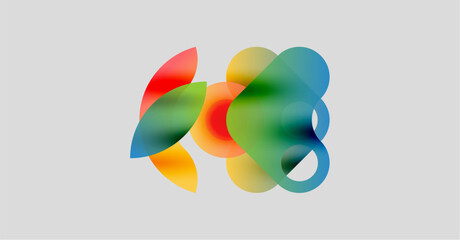 Naklejka na ściany i meble Abstract colorful shapes overlap, creating vibrant visual effect. Soft gradients blend hues, forming fluid composition.