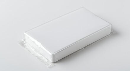 Stack of Blank White Rectangular Cards in Clear Plastic Packaging