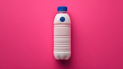 White plastic bottle on pink background