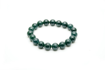 Jadeite jade bracelet isolated on white background. jade type A
