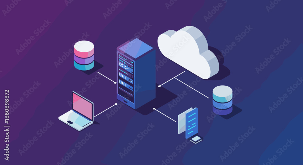 Poster cloud computing network with isometric data servers and devices