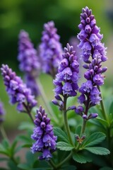 Obraz premium Purple lavender flowers blooming profusely on a bush , relaxing, lavender bush