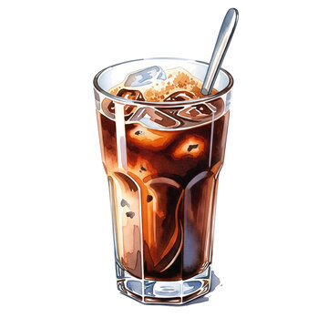 glass of cola with ice