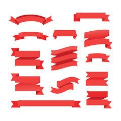 Red Ribbon & Banner Vector Set (Flat Minimalist Design)