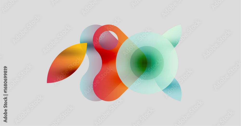 Aufkleber abstract colorful shapes overlap, creating dynamic visual composition. soft gradients suggest fluidi
