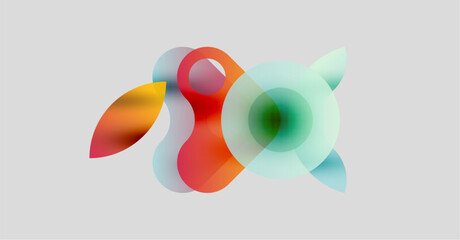 Naklejka na ściany i meble Abstract colorful shapes overlap, creating dynamic visual composition. Soft gradients suggest fluidity, light interaction. Minimalist design.
