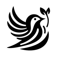 Bird Peace Leaves Stylized Peace Dove Logo Symbol
