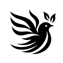 Bird Peace Leaves Stylized Peace Dove Logo Symbol