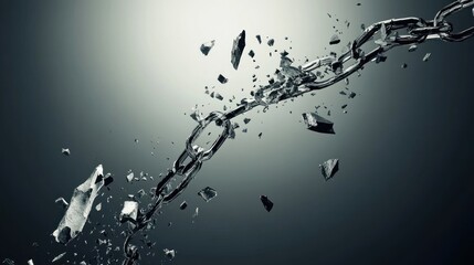 Shattered chain, freedom concept