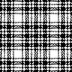 Classic black and white tartan pattern, offering a timeless, versatile background. Perfect for graphic design, textile prints, or any project needing traditional texture.