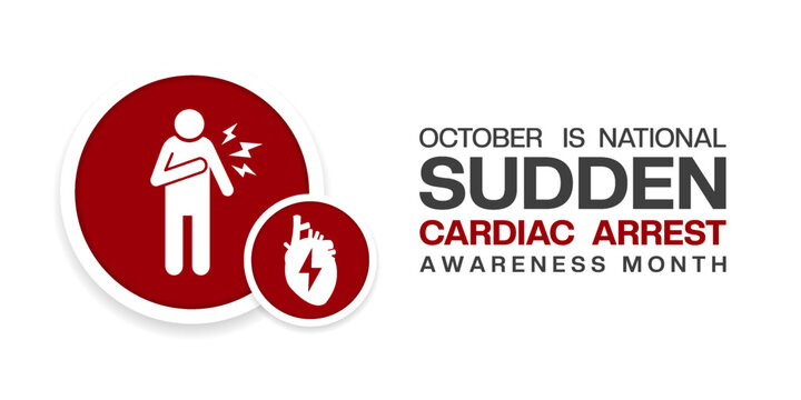 October is National Sudden Cardiac Arrest Awareness Month. People and heart. Great for posters, banners and social media. White background.