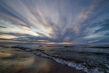Colorful sunset over Baltic sea